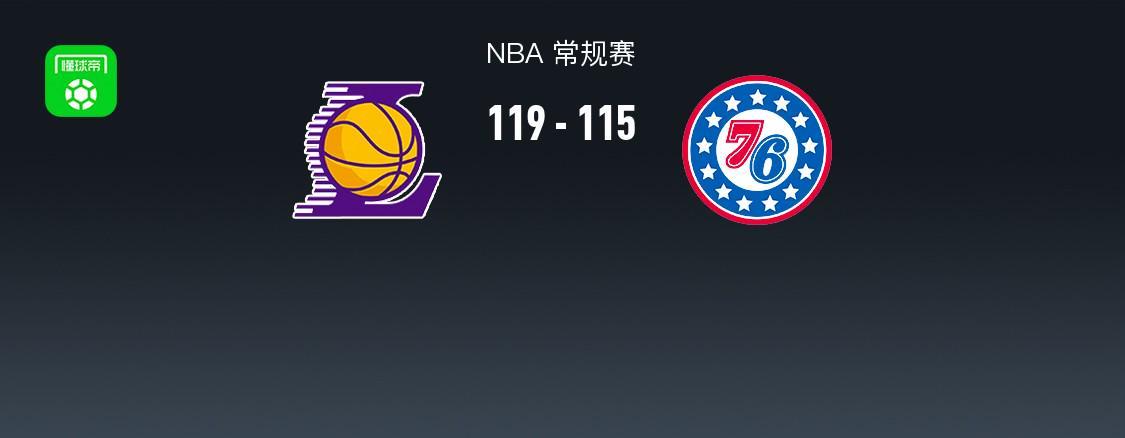 J9九游会-NBA战报：湖人119-115 76人，恩比德空砍35分